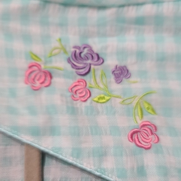 Elegant Emily Womens Robe Mint White Embroidered Flowers Snaps Pockets 2X *READ* - Picture 2 of 8